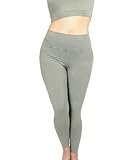 Jacarandá Pantaloni da yoga da donna in cotone organico super morbido, a vita alta, Verde salvia., XL