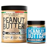BURRO DI ARACHIDI Proteico Crunchy + Coconut • Peanut Butter Crema Di Arachidi Spalmabile • Burro Arachidi 100% Naturale Senza Olio di Palma • Crema Proteica Arachidi Crema Proteica Cocco